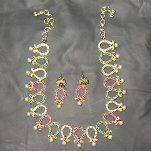 Gold Plated South Indian Temple Choker And Earrings Set Karna Pathakam